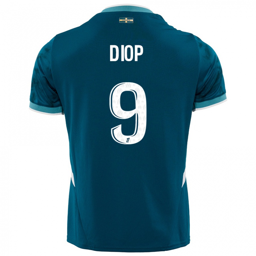 Børn Mama Diop #9 Turkis Blå Udebane Spillertrøjer 2024/25 Trøje T-Shirt