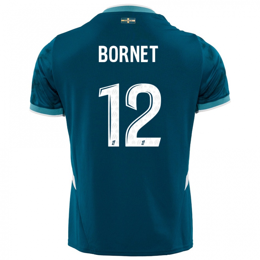 Børn Camille Bornet #12 Turkis Blå Udebane Spillertrøjer 2024/25 Trøje T-Shirt