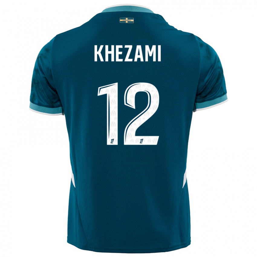 Børn Roselène Khezami #12 Turkis Blå Udebane Spillertrøjer 2024/25 Trøje T-Shirt