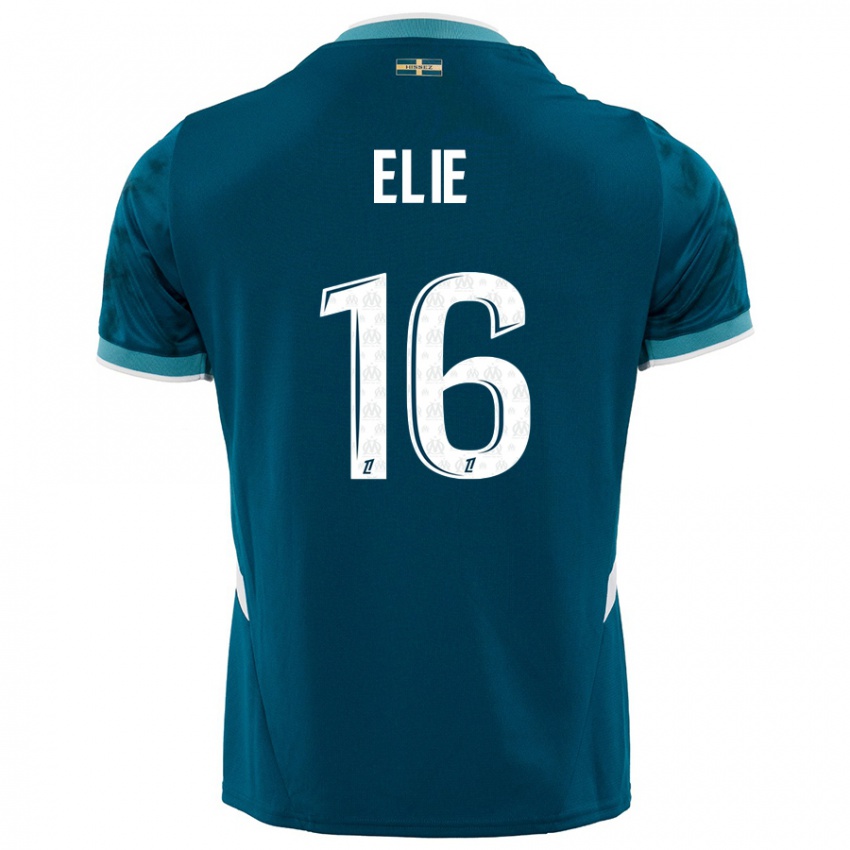 Børn Anaïs Elie #16 Turkis Blå Udebane Spillertrøjer 2024/25 Trøje T-Shirt