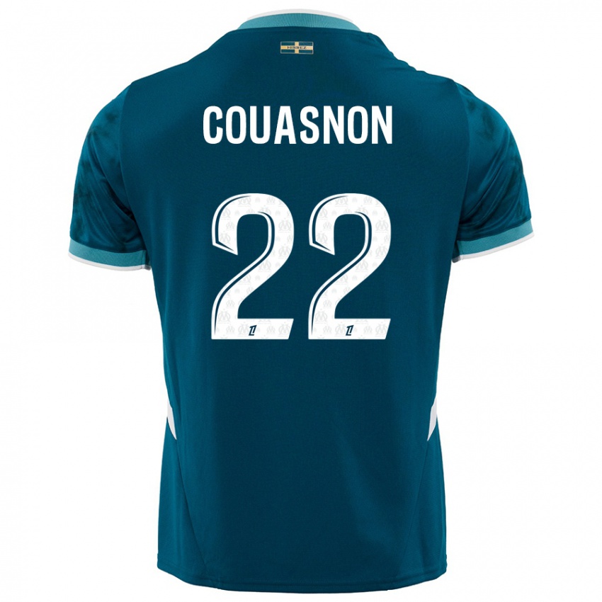 Børn Roxane Couasnon #22 Turkis Blå Udebane Spillertrøjer 2024/25 Trøje T-Shirt