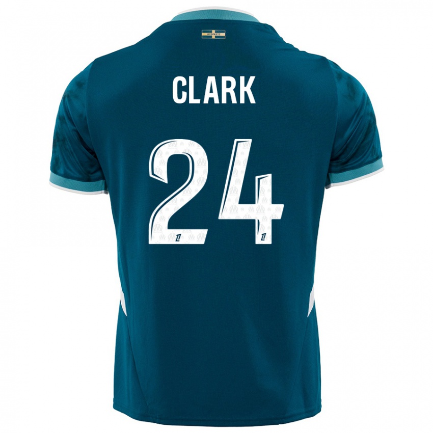 Børn Ashley Clark #24 Turkis Blå Udebane Spillertrøjer 2024/25 Trøje T-Shirt