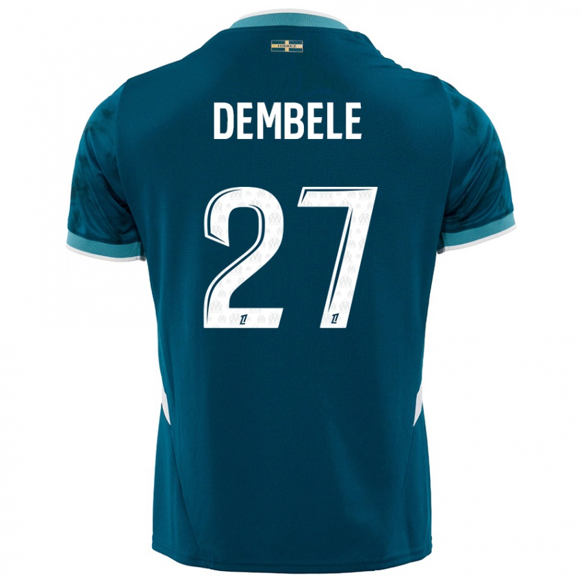 Børn Coumba Dembélé #27 Turkis Blå Udebane Spillertrøjer 2024/25 Trøje T-Shirt