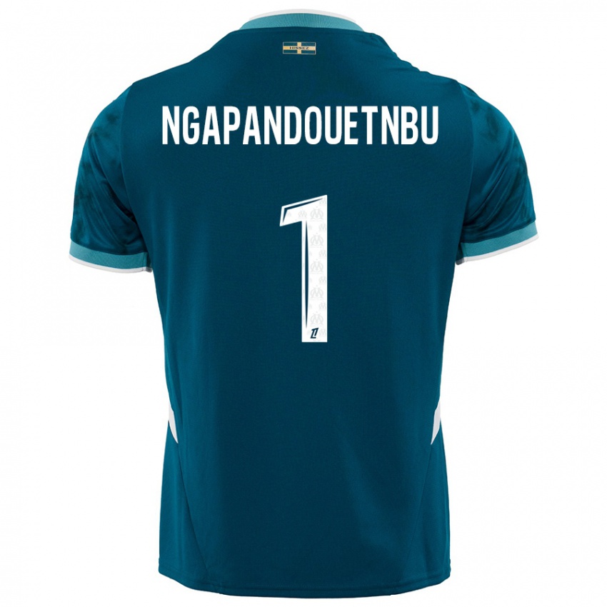 Børn Simon Ngapandouetnbu #1 Turkis Blå Udebane Spillertrøjer 2024/25 Trøje T-Shirt