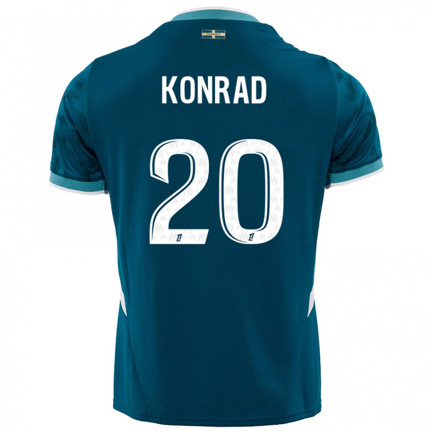 Børn Konrad De La Fuente #20 Turkis Blå Udebane Spillertrøjer 2024/25 Trøje T-Shirt