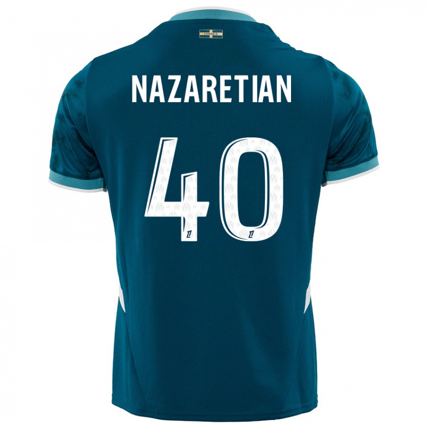 Børn Manuel Nazaretian #40 Turkis Blå Udebane Spillertrøjer 2024/25 Trøje T-Shirt