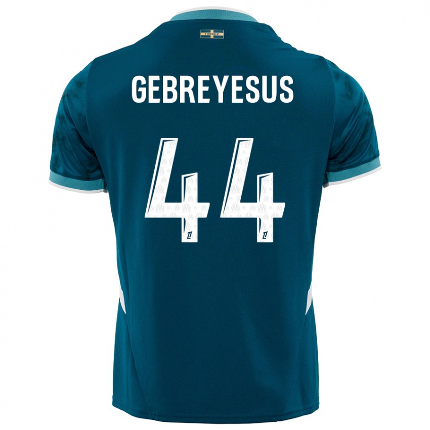 Børn Esey Gebreyesus #44 Turkis Blå Udebane Spillertrøjer 2024/25 Trøje T-Shirt