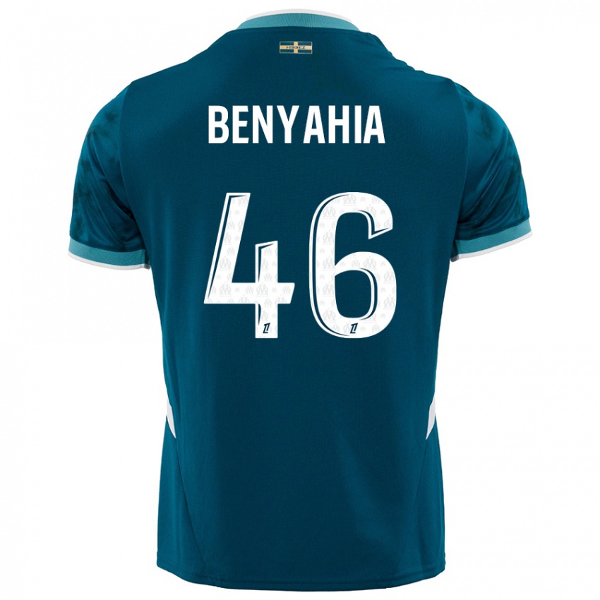 Børn Aylan Benyahia-Tani #46 Turkis Blå Udebane Spillertrøjer 2024/25 Trøje T-Shirt