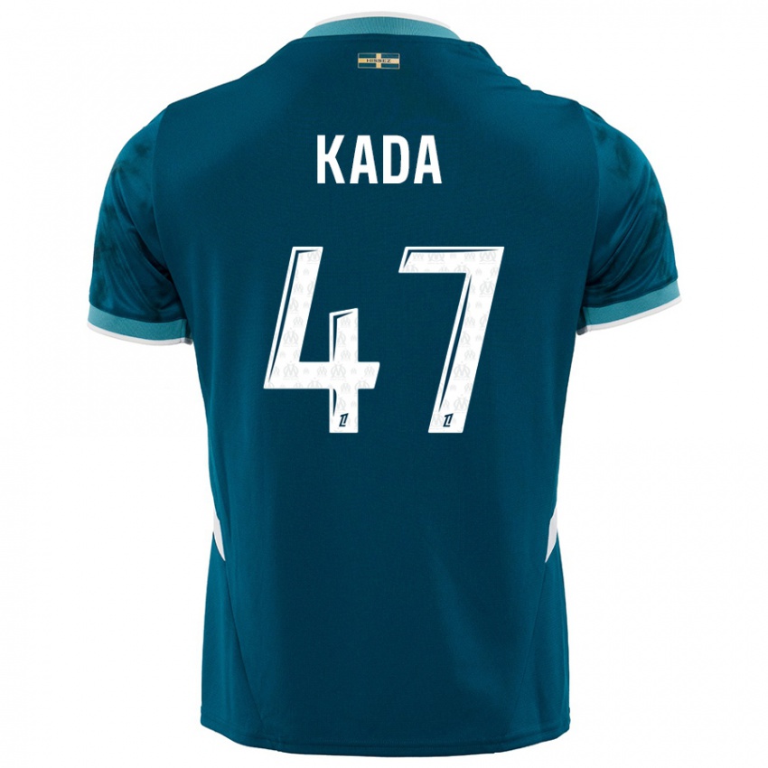 Børn Joakim Kada #47 Turkis Blå Udebane Spillertrøjer 2024/25 Trøje T-Shirt