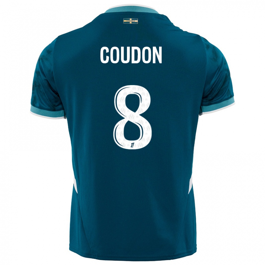 Børn Marine Coudon #8 Turkis Blå Udebane Spillertrøjer 2024/25 Trøje T-Shirt