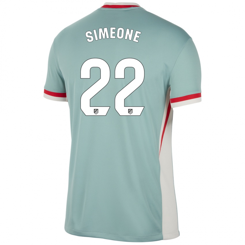 Børn Giuliano Simeone #22 Lys Beige Blå Udebane Spillertrøjer 2024/25 Trøje T-Shirt