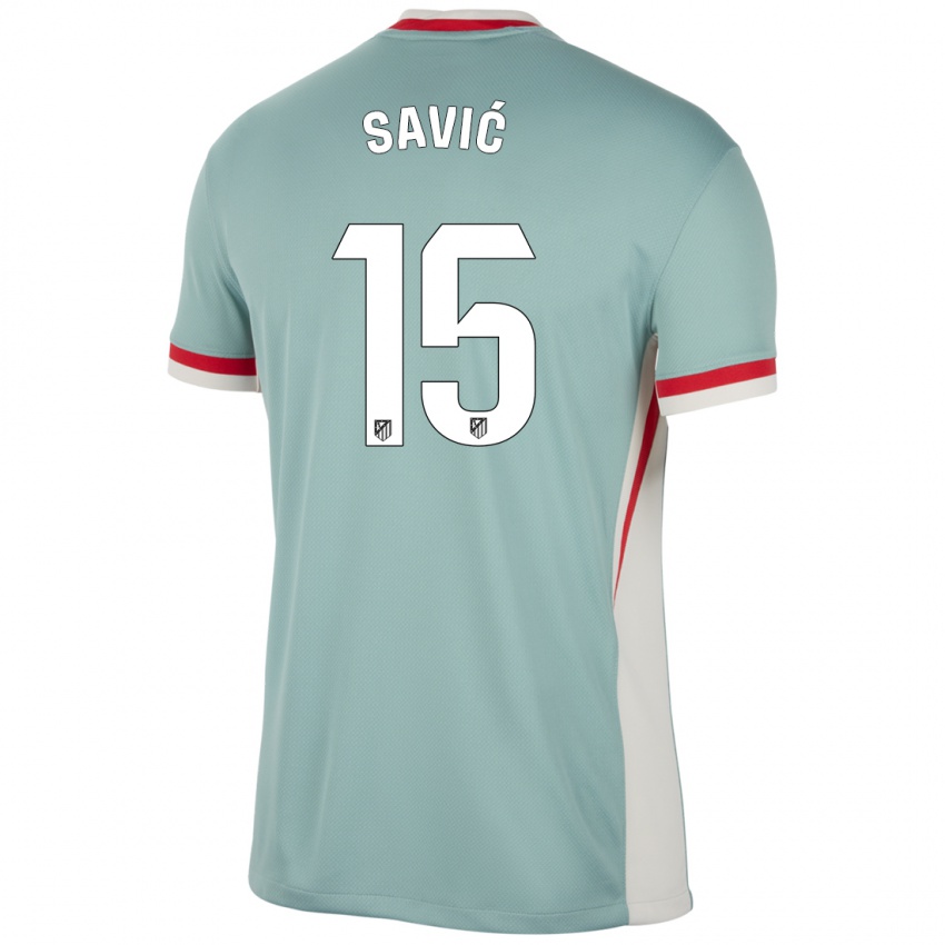 Børn Stefan Savic #15 Lys Beige Blå Udebane Spillertrøjer 2024/25 Trøje T-Shirt