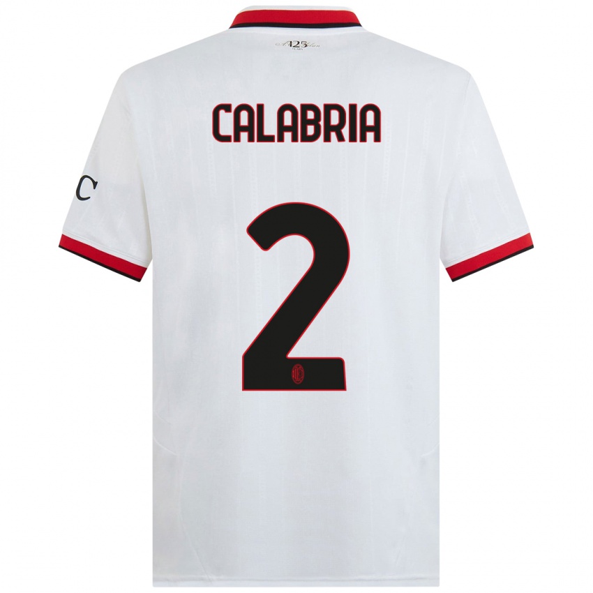 Børn Davide Calabria #2 Hvid Sort Rød Udebane Spillertrøjer 2024/25 Trøje T-Shirt