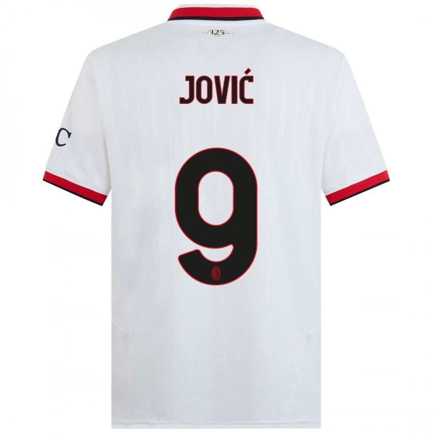 Børn Luka Jovic #9 Hvid Sort Rød Udebane Spillertrøjer 2024/25 Trøje T-Shirt