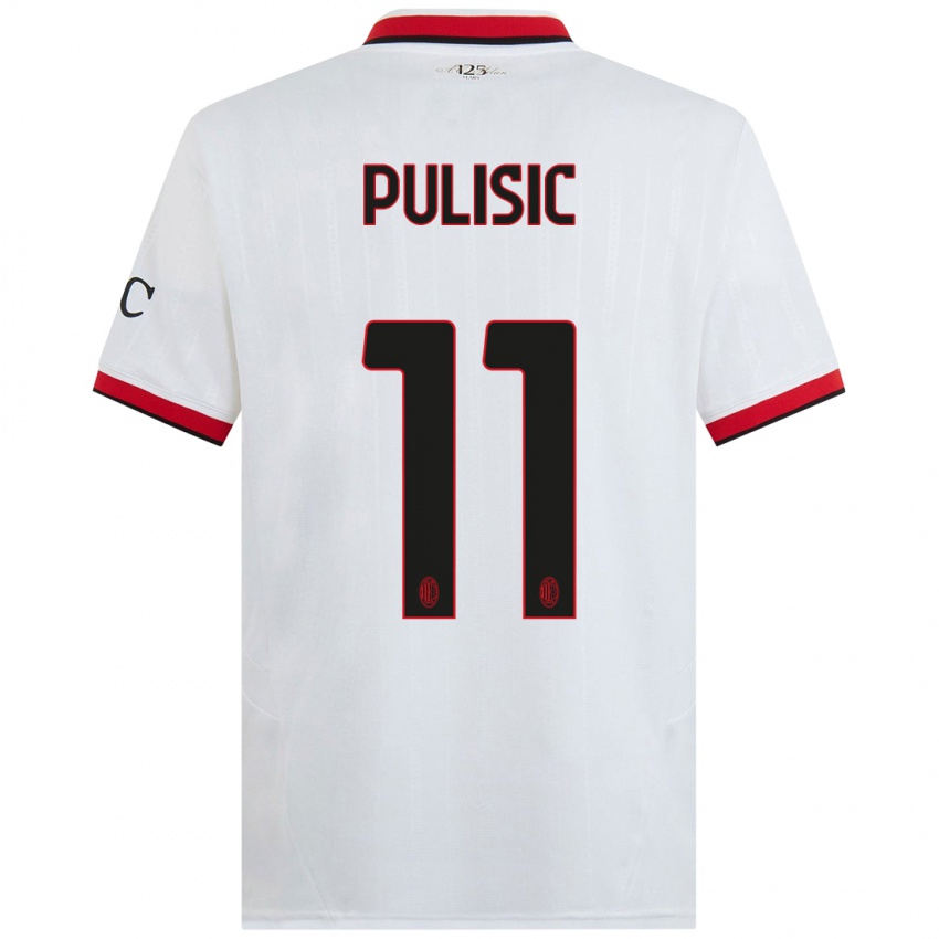 Børn Christian Pulisic #11 Hvid Sort Rød Udebane Spillertrøjer 2024/25 Trøje T-Shirt