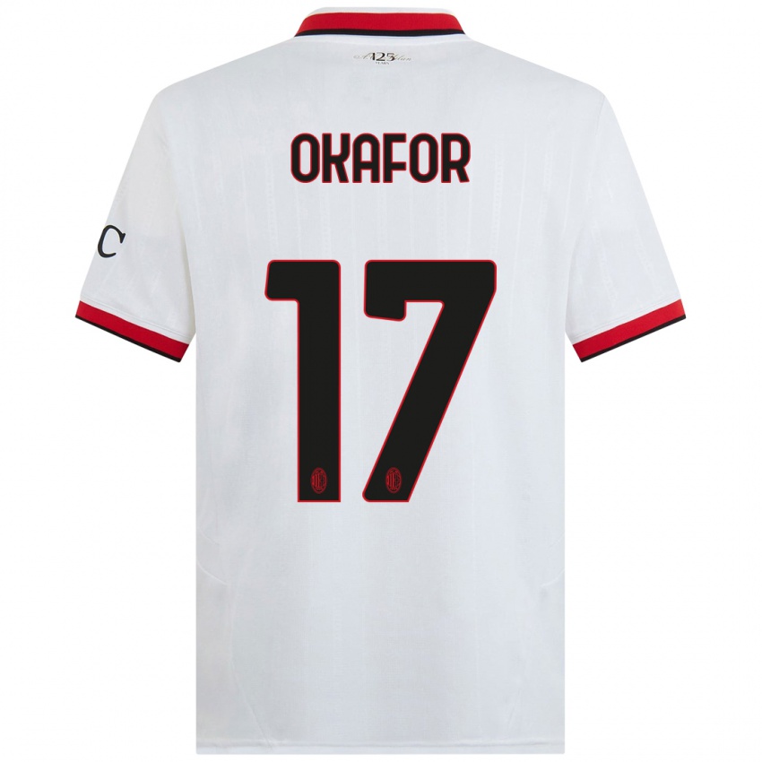 Børn Noah Okafor #17 Hvid Sort Rød Udebane Spillertrøjer 2024/25 Trøje T-Shirt