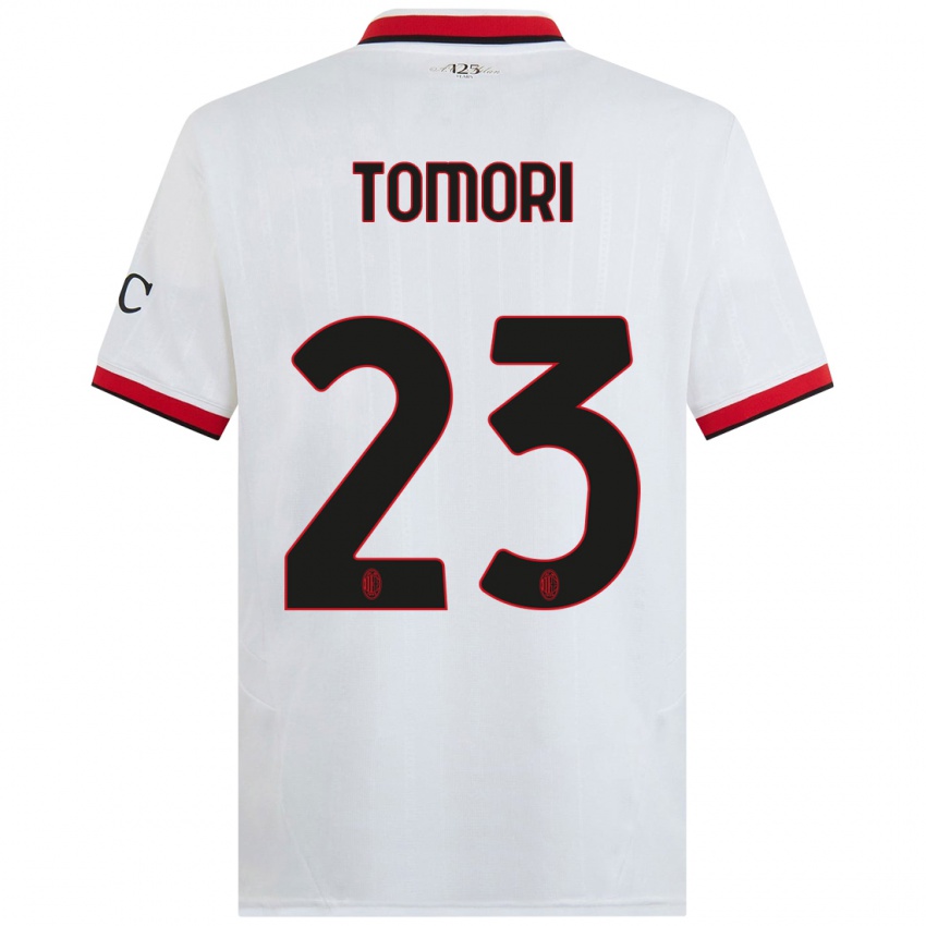 Børn Fikayo Tomori #23 Hvid Sort Rød Udebane Spillertrøjer 2024/25 Trøje T-Shirt