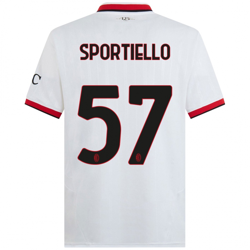 Børn Marco Sportiello #57 Hvid Sort Rød Udebane Spillertrøjer 2024/25 Trøje T-Shirt