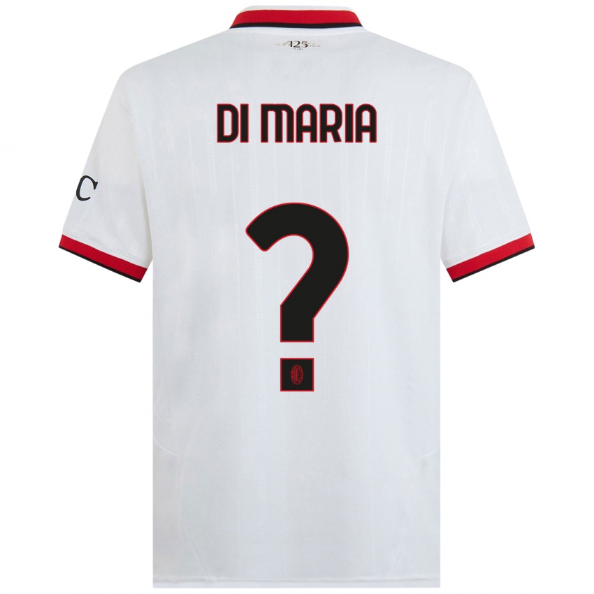 Børn Alessandro Di Maria #0 Hvid Sort Rød Udebane Spillertrøjer 2024/25 Trøje T-Shirt