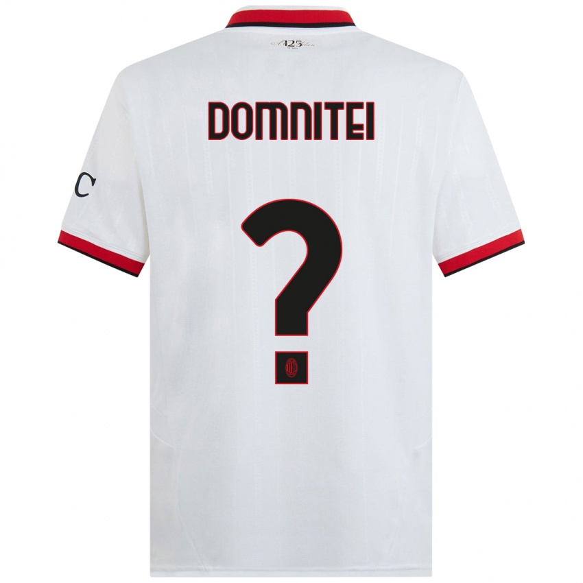 Børn Francesco Domniței #0 Hvid Sort Rød Udebane Spillertrøjer 2024/25 Trøje T-Shirt