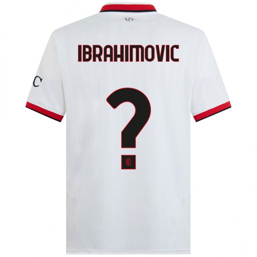 Børn Vincent Ibrahimovic #0 Hvid Sort Rød Udebane Spillertrøjer 2024/25 Trøje T-Shirt