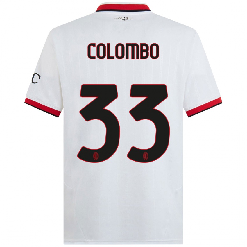 Børn Federico Colombo #33 Hvid Sort Rød Udebane Spillertrøjer 2024/25 Trøje T-Shirt