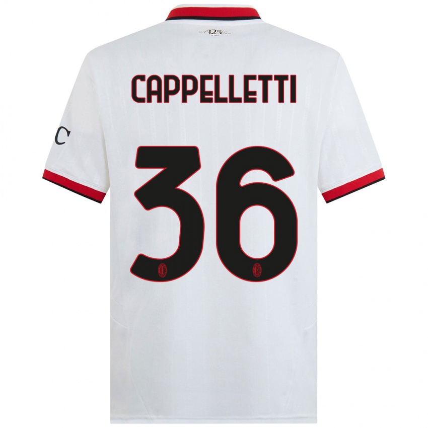 Børn Mattia Cappelletti #36 Hvid Sort Rød Udebane Spillertrøjer 2024/25 Trøje T-Shirt