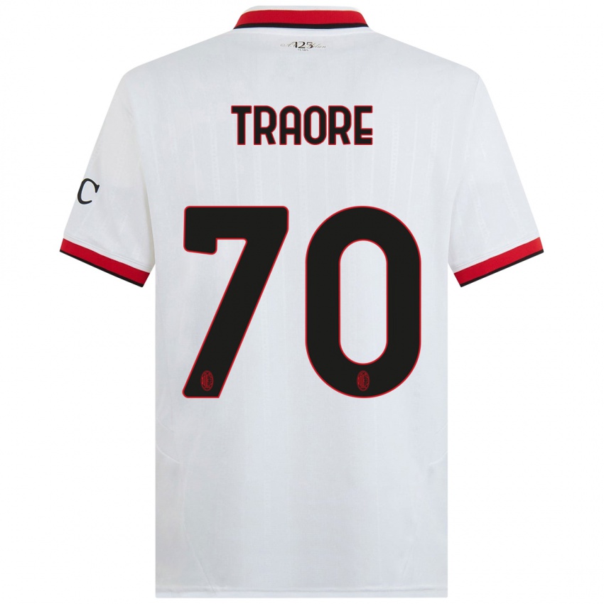 Børn Chaka Traore #70 Hvid Sort Rød Udebane Spillertrøjer 2024/25 Trøje T-Shirt