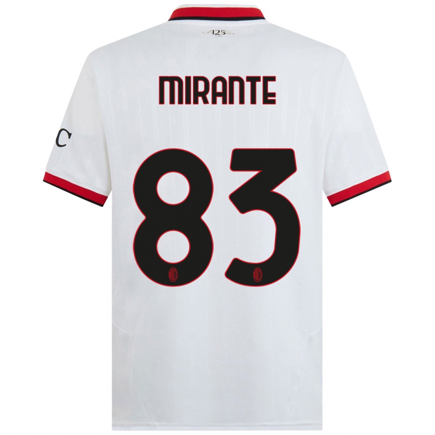 Børn Antonio Mirante #83 Hvid Sort Rød Udebane Spillertrøjer 2024/25 Trøje T-Shirt