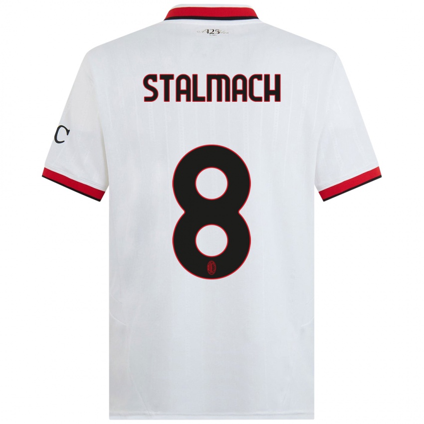 Børn Dariusz Stalmach #8 Hvid Sort Rød Udebane Spillertrøjer 2024/25 Trøje T-Shirt