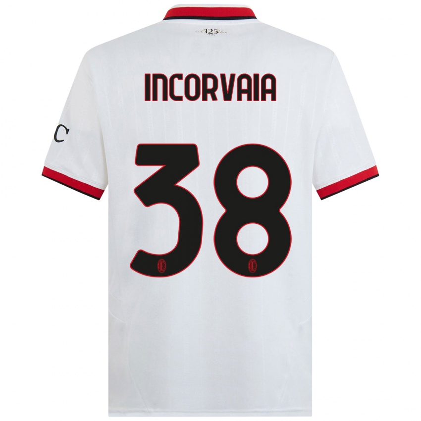 Børn Giovanni Incorvaia #38 Hvid Sort Rød Udebane Spillertrøjer 2024/25 Trøje T-Shirt