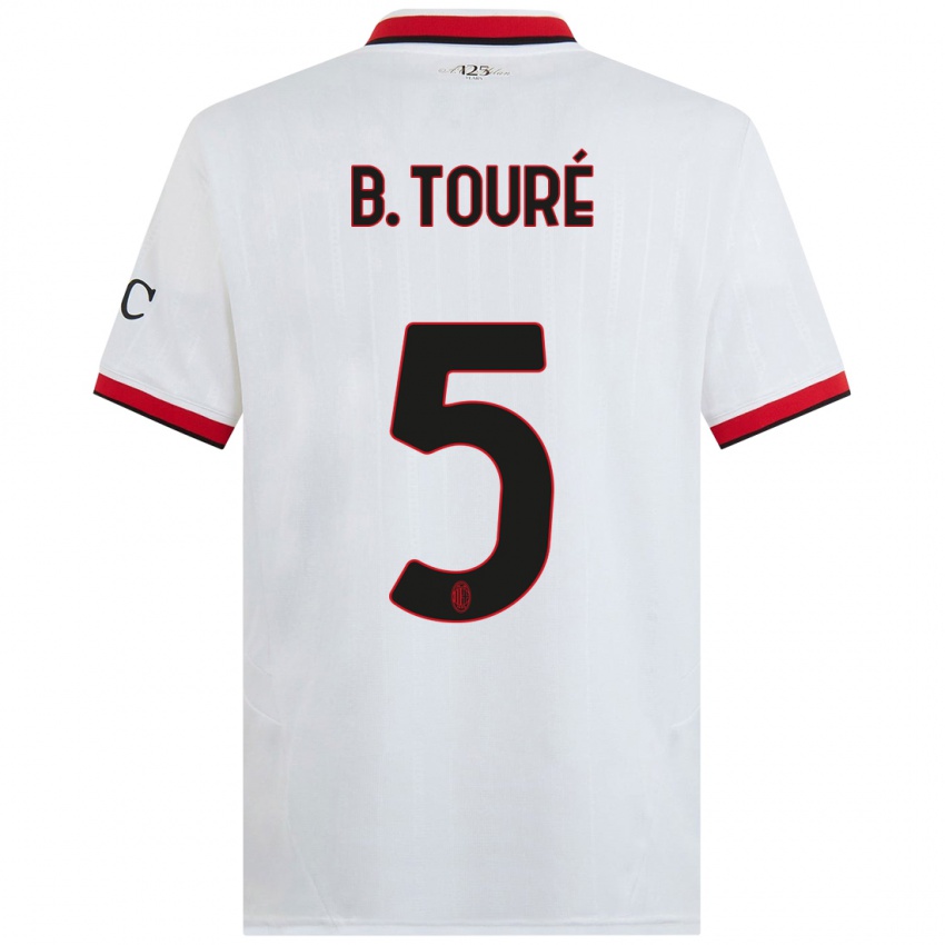 Børn Fode Ballo-Toure #5 Hvid Sort Rød Udebane Spillertrøjer 2024/25 Trøje T-Shirt