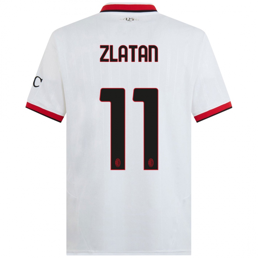 Børn Zlatan Ibrahimovic #11 Hvid Sort Rød Udebane Spillertrøjer 2024/25 Trøje T-Shirt