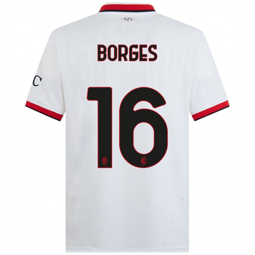 Børn Lenny Borges #16 Hvid Sort Rød Udebane Spillertrøjer 2024/25 Trøje T-Shirt