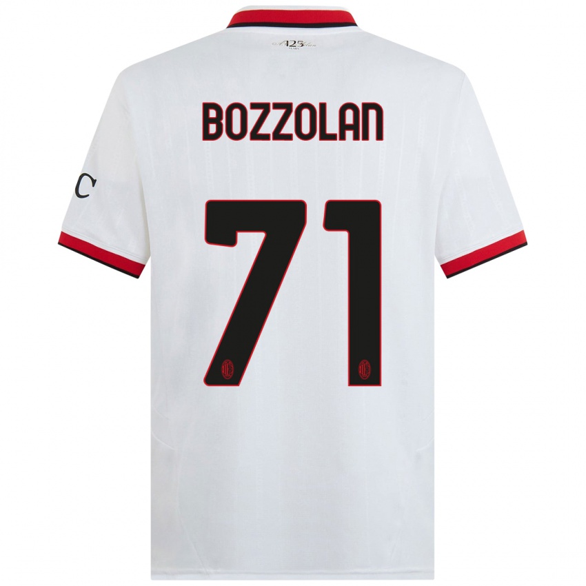 Børn Andrea Bozzolan #71 Hvid Sort Rød Udebane Spillertrøjer 2024/25 Trøje T-Shirt