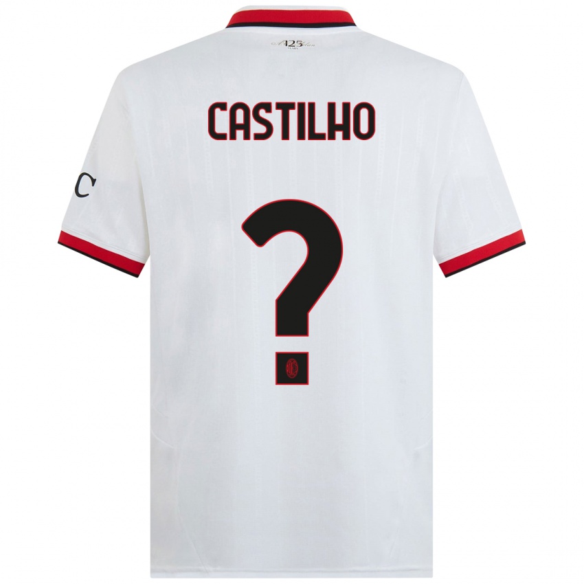 Børn Estevan Amaral Castilho #0 Hvid Sort Rød Udebane Spillertrøjer 2024/25 Trøje T-Shirt