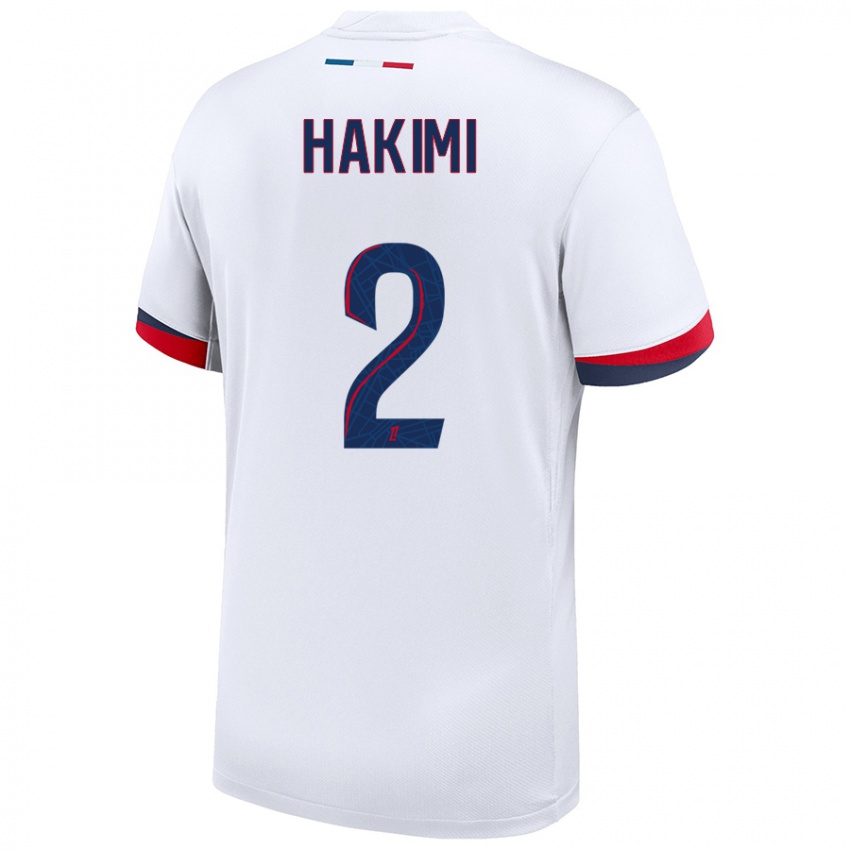 Børn Achraf Hakimi #2 Hvid Blå Rød Udebane Spillertrøjer 2024/25 Trøje T-Shirt