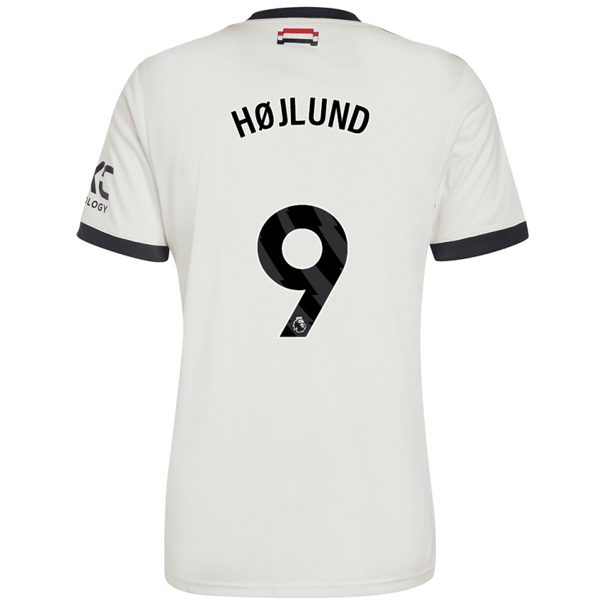 Børn Rasmus Højlund #9 Råhvid Tredje Sæt Spillertrøjer 2024/25 Trøje T-Shirt