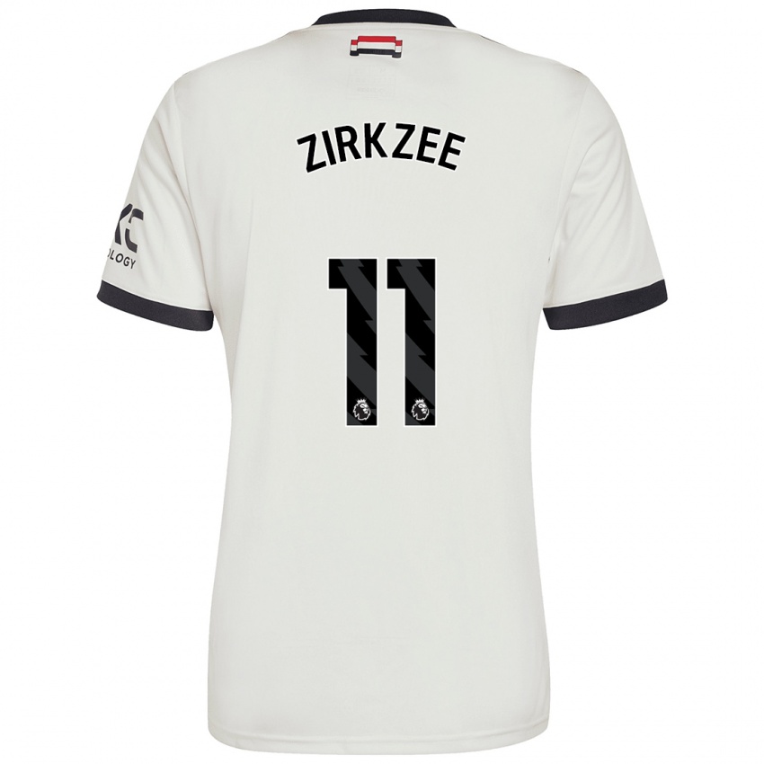 Børn Joshua Zirkzee #11 Råhvid Tredje Sæt Spillertrøjer 2024/25 Trøje T-Shirt