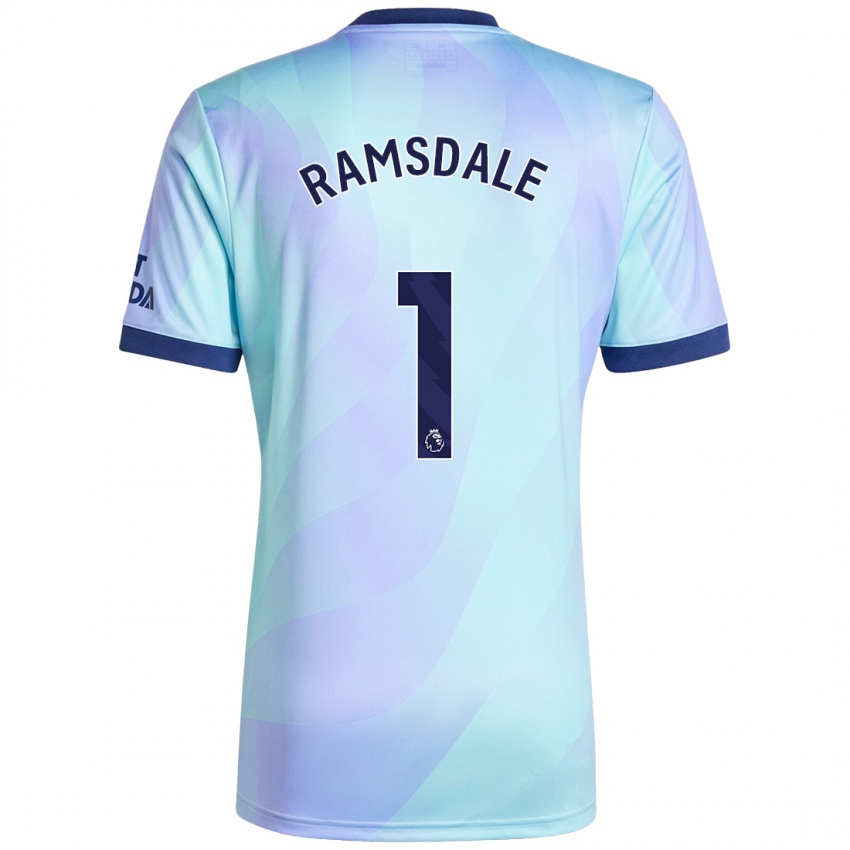 Børn Aaron Ramsdale #1 Aqua Tredje Sæt Spillertrøjer 2024/25 Trøje T-Shirt