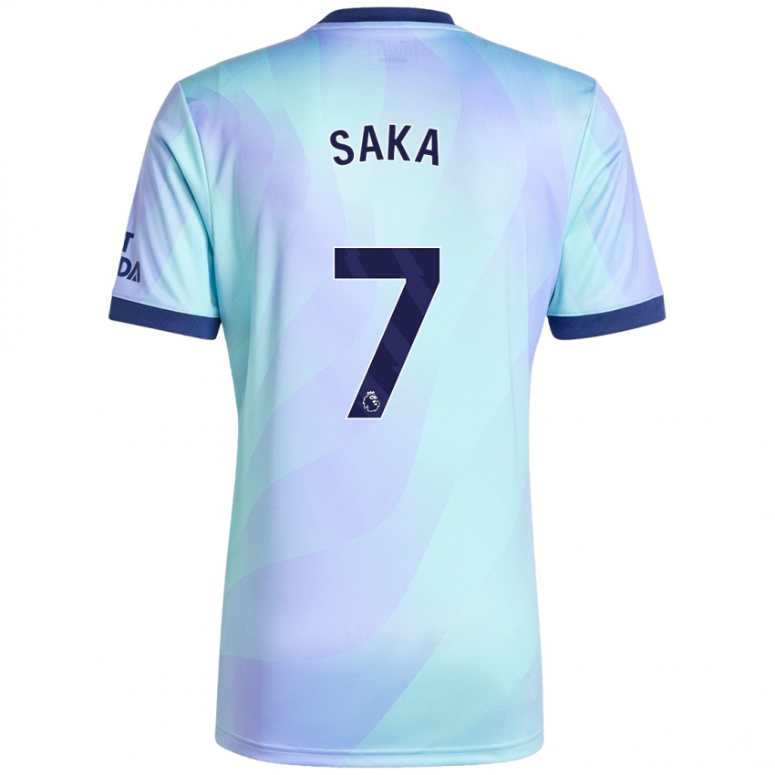 Børn Bukayo Saka #7 Aqua Tredje Sæt Spillertrøjer 2024/25 Trøje T-Shirt