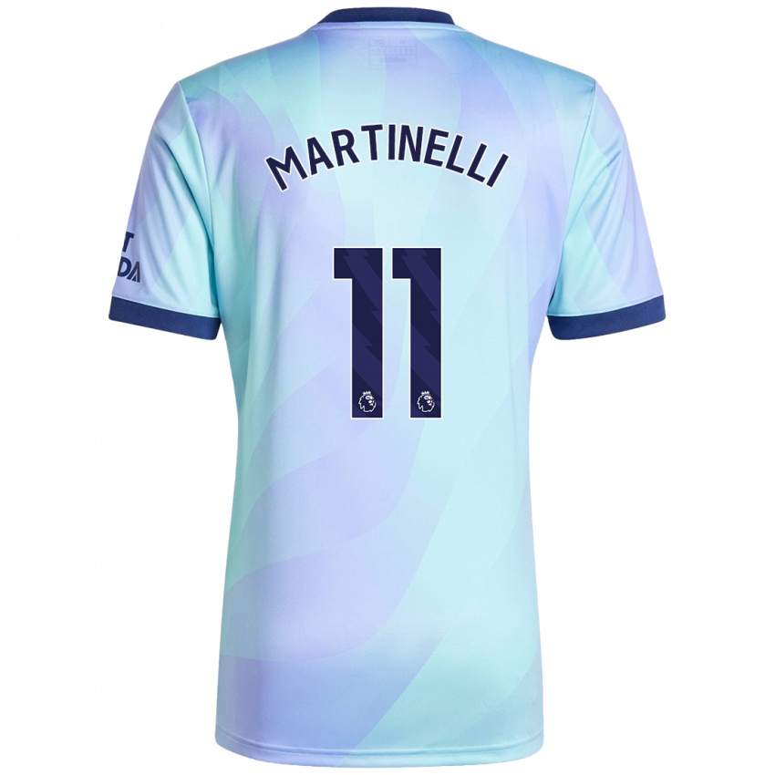 Børn Gabriel Martinelli #11 Aqua Tredje Sæt Spillertrøjer 2024/25 Trøje T-Shirt