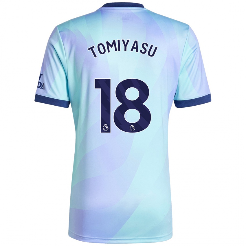 Børn Takehiro Tomiyasu #18 Aqua Tredje Sæt Spillertrøjer 2024/25 Trøje T-Shirt