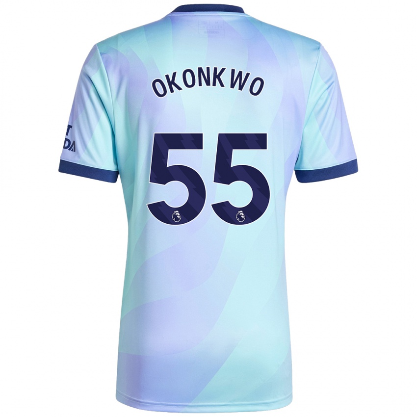 Børn Brian Okonkwo #55 Aqua Tredje Sæt Spillertrøjer 2024/25 Trøje T-Shirt