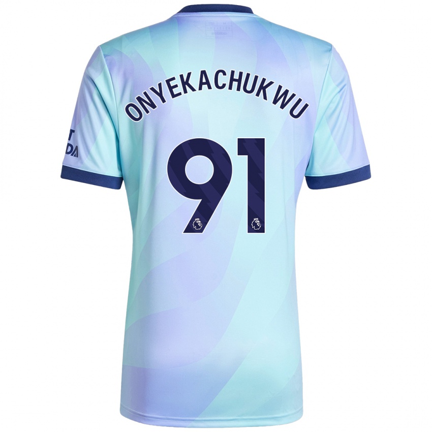 Børn Samuel Onyekachukwu #91 Aqua Tredje Sæt Spillertrøjer 2024/25 Trøje T-Shirt