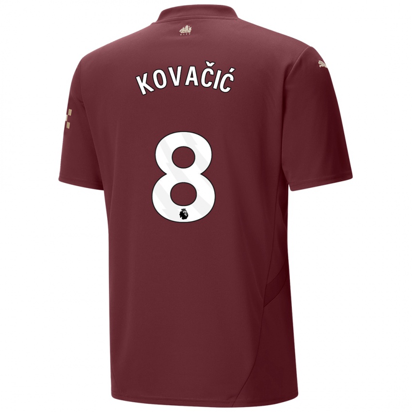 Børn Mateo Kovacic #8 Rødbrun Tredje Sæt Spillertrøjer 2024/25 Trøje T-Shirt