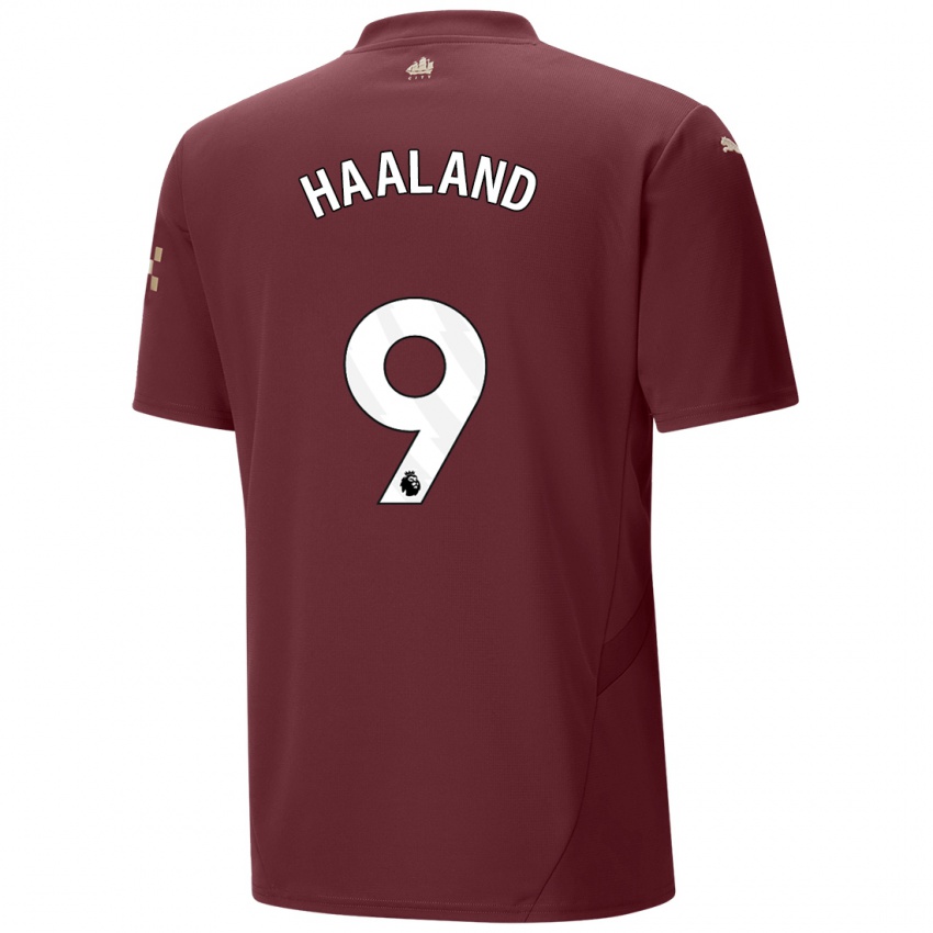 Børn Erling Haaland #9 Rødbrun Tredje Sæt Spillertrøjer 2024/25 Trøje T-Shirt