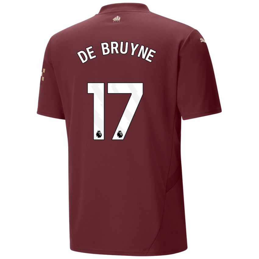 Børn Kevin De Bruyne #17 Rødbrun Tredje Sæt Spillertrøjer 2024/25 Trøje T-Shirt