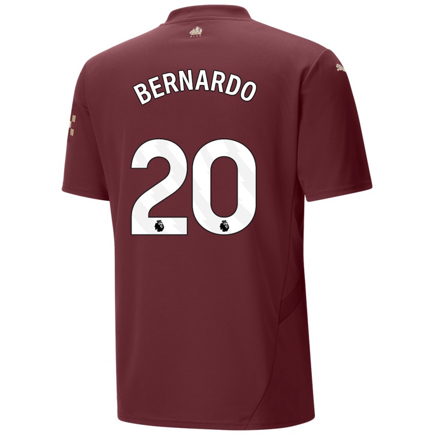 Børn Bernardo Silva #20 Rødbrun Tredje Sæt Spillertrøjer 2024/25 Trøje T-Shirt