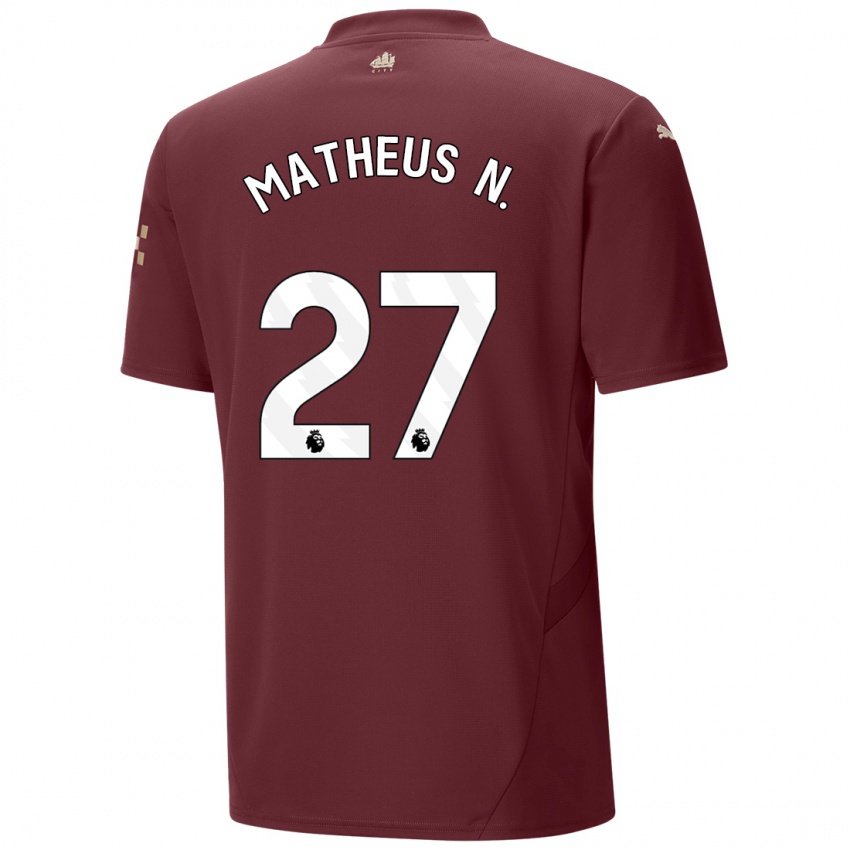 Børn Matheus Nunes #27 Rødbrun Tredje Sæt Spillertrøjer 2024/25 Trøje T-Shirt